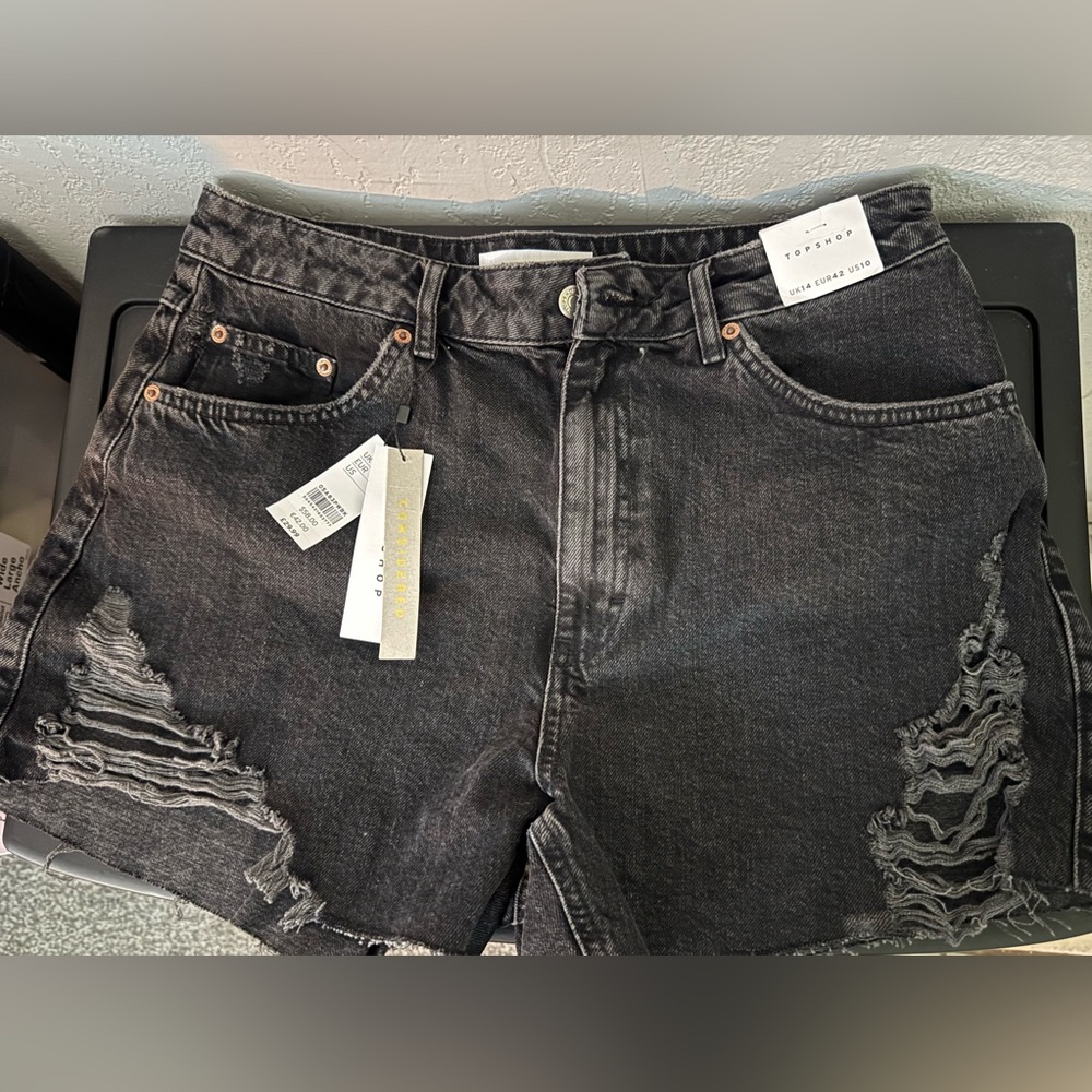 Topshop Black Denim Shorts